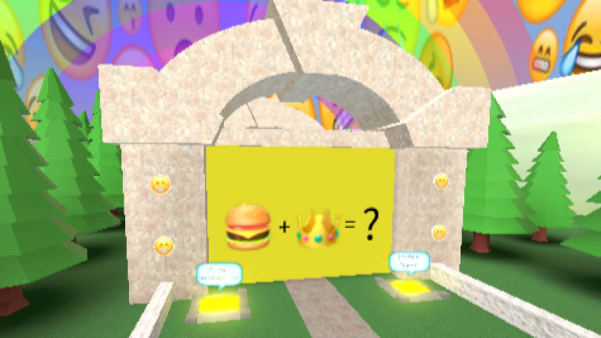 Emojis hamburger et couronne d'or dans Roblox Devinez l'Emoji