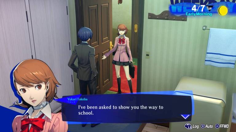 Yukari talking to the MC in Persona 3 Reload