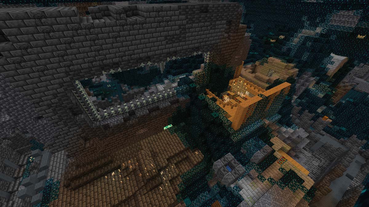 Forteresse à l'intérieur de la ville antique dans Minecraft