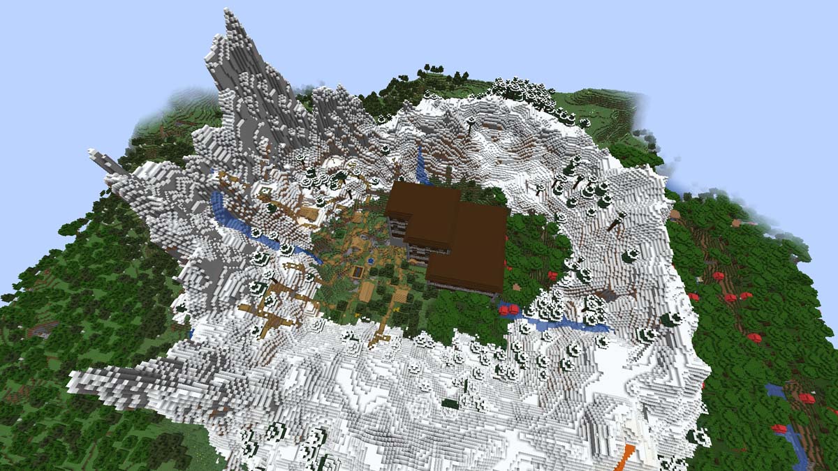 Manoir et village de Ring Mountain à l'apparition dans Minecraft