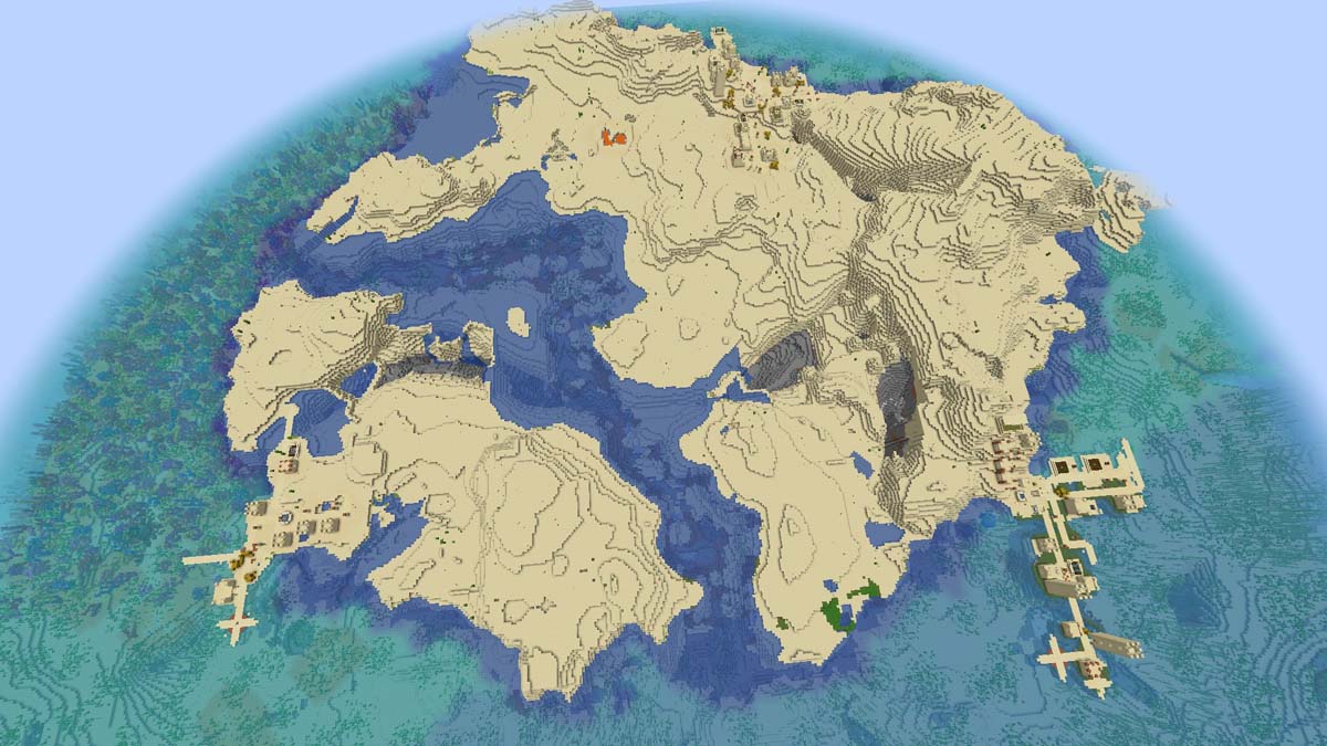 Village triple île à l'apparition dans Minecraft