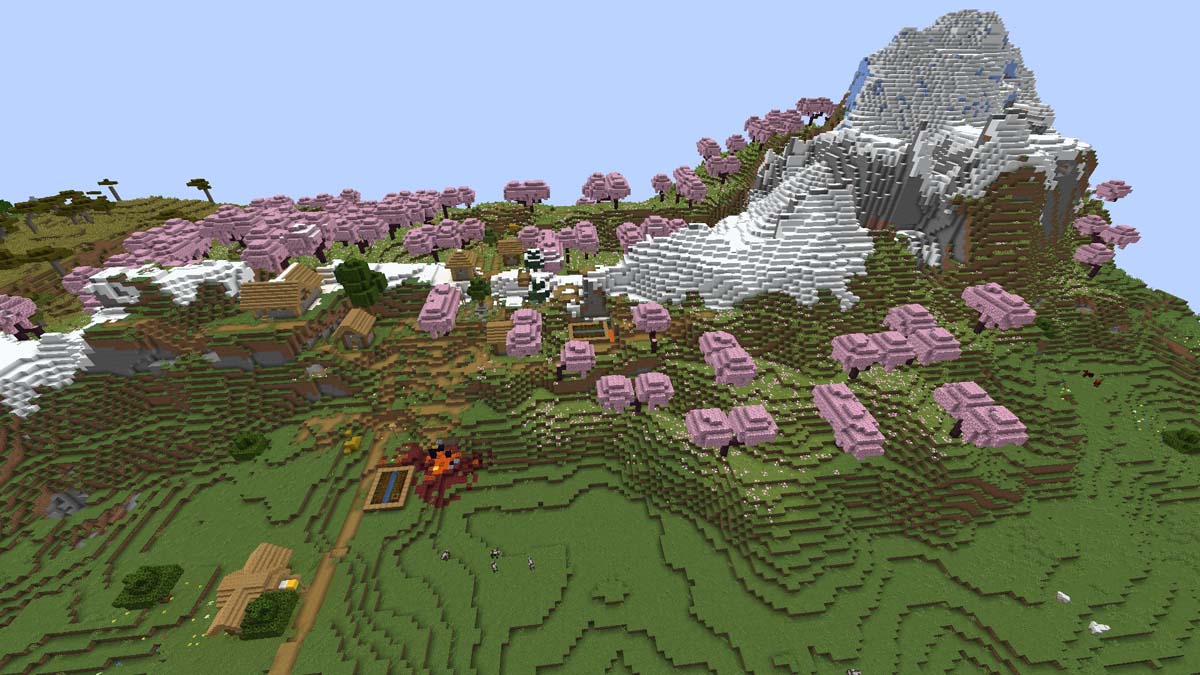 Village de cerisier à l'apparition dans Minecraft