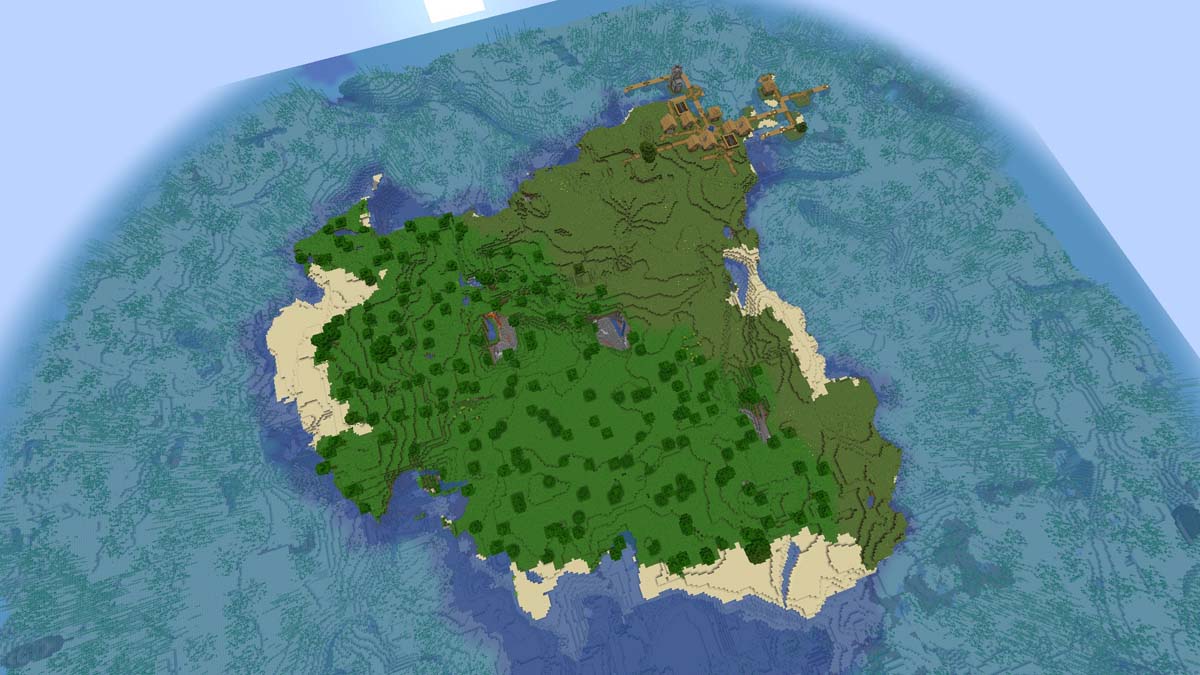 Village insulaire de la jungle clairsemée à l'apparition dans Minecraft