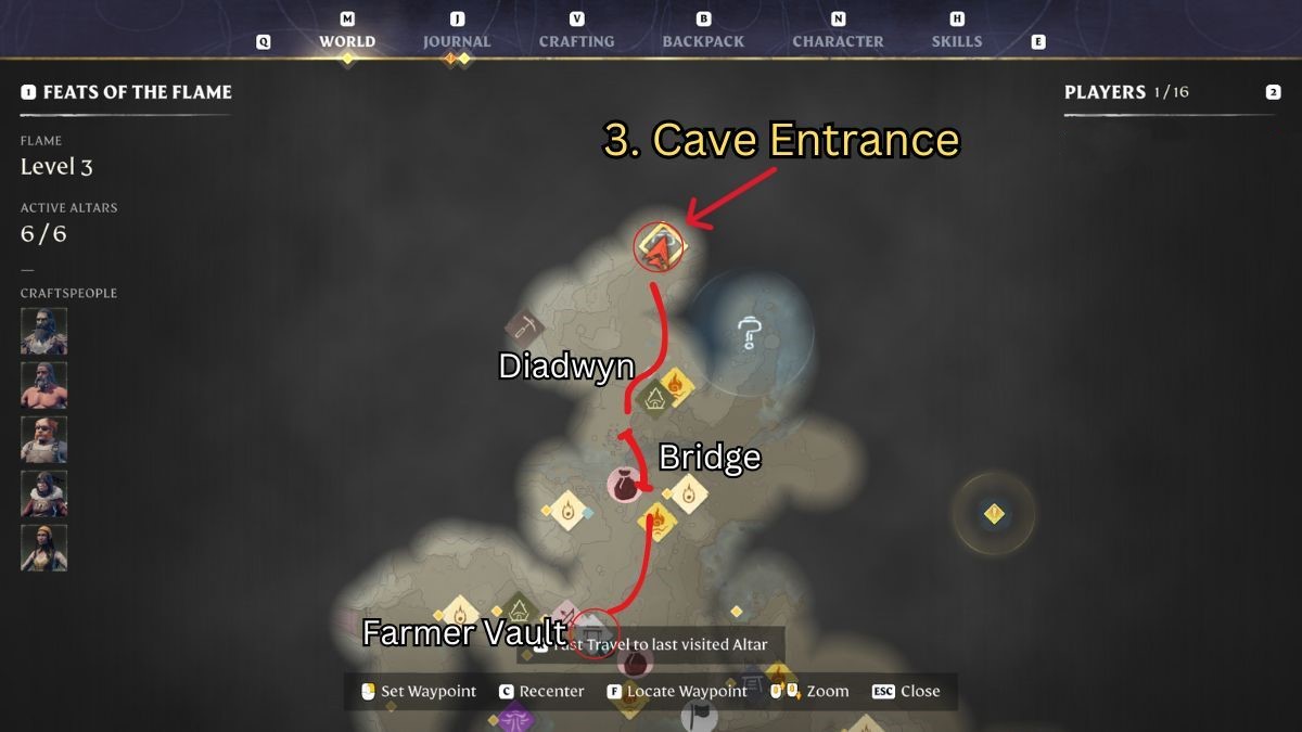 Carte d'entrée de la grotte de quête de fuseau à main enveloppée marquée.