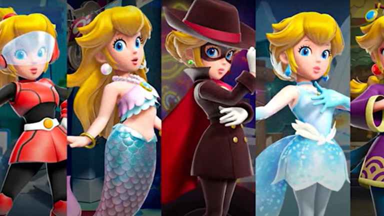 Might Peach présenté dans la nouvelle bande-annonce de Princes Peach Showtime avec d'autres nouveaux costumes.