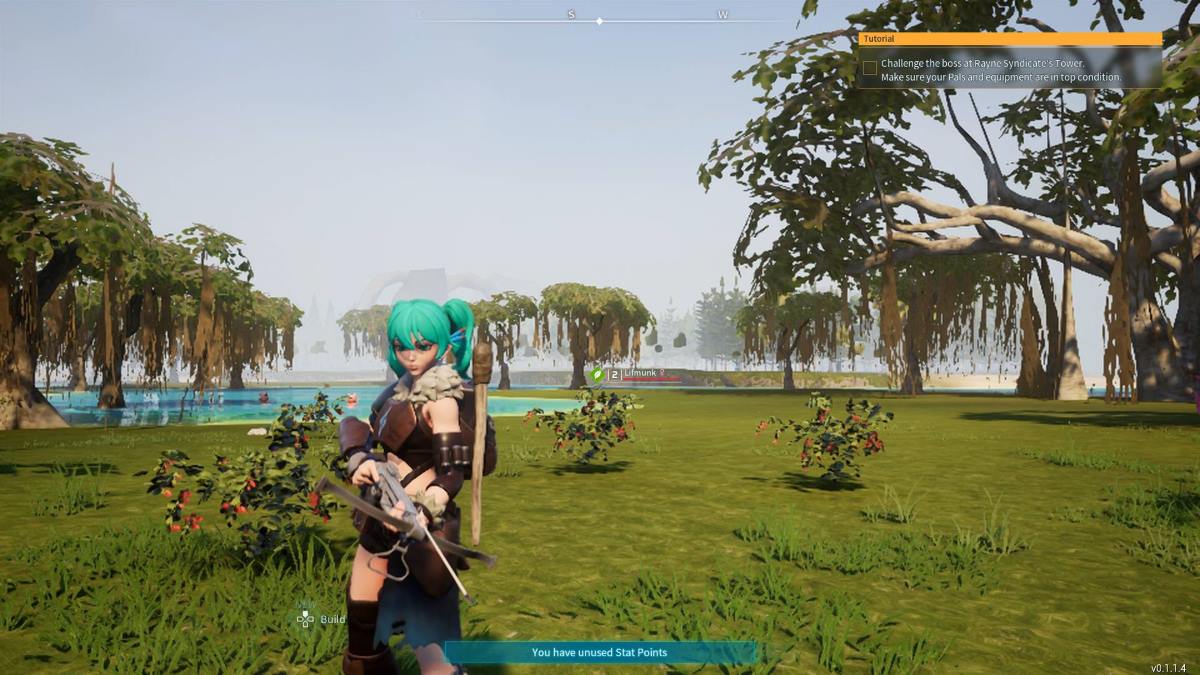 Le joueur trouve des baies rouges dans un bosquet de banians à Palworld