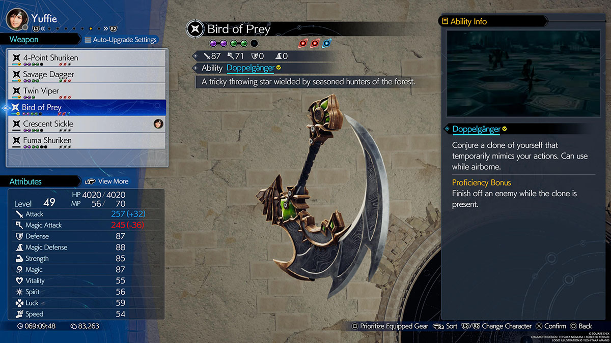 Une des armes de Yuffie dans Final Fantasy 7 Rebirth
