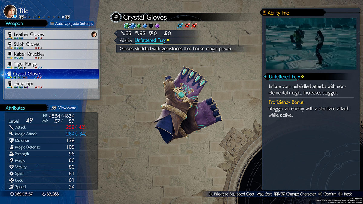 Une des armes de Tifa dans Final Fantasy 7 Rebirth