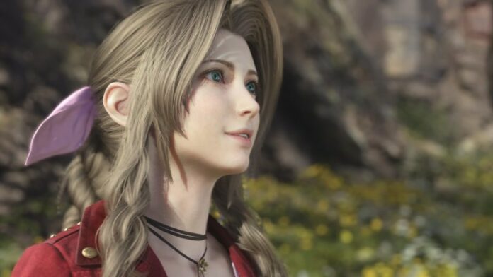 Close up of Aerith in the Grasslands in Final Fantasy VII: Rebirth