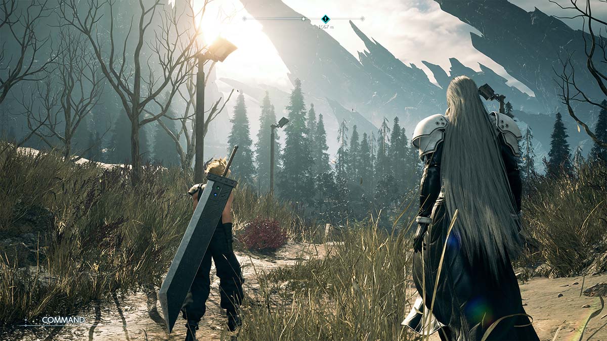 Cloud et Sephiroth sur le mont Nibel dans Final Fantasy VII : Rebirth