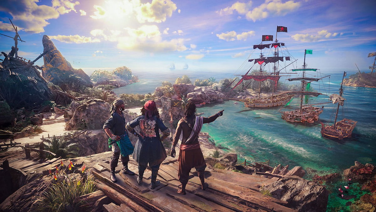 trois pirates pointant vers la mer