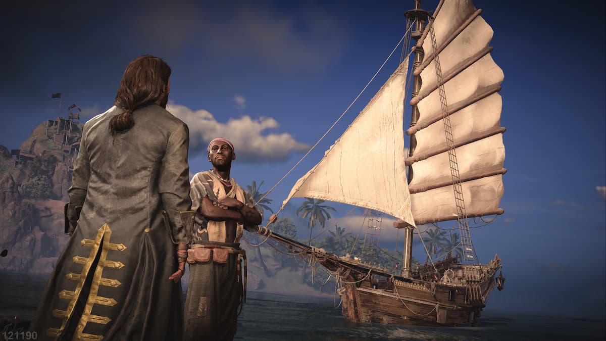 deux pirates parlant près d'un navire