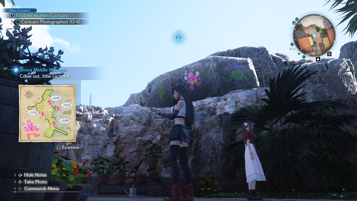 Une peinture de cactus sur un rocher près d'un magasin de fleurs dans Final Fantasy 7 Rebirth