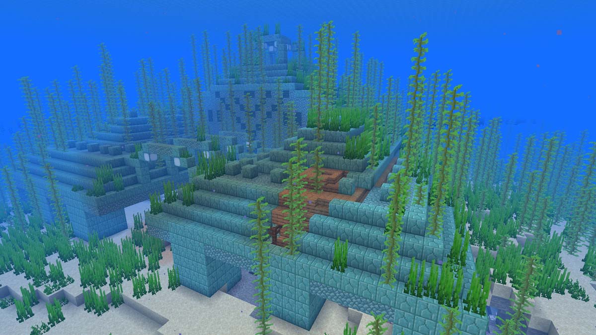 Naufrage coincé à l’intérieur du monument océanique dans Minecraft