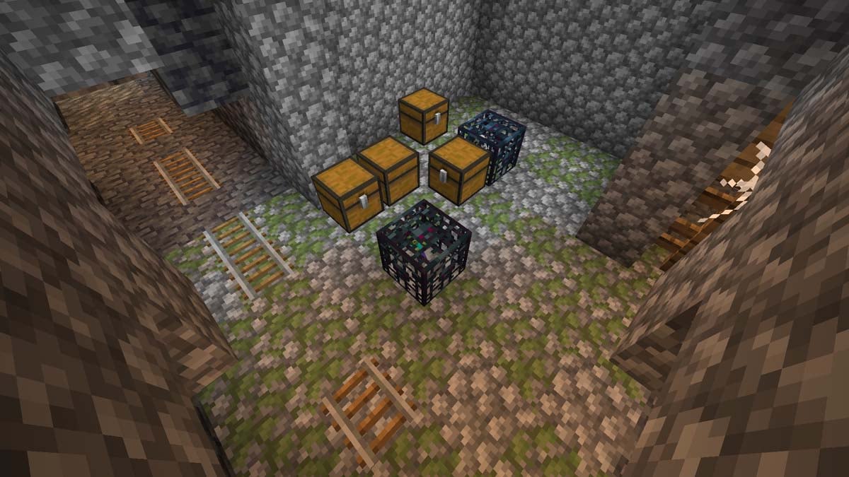 Double donjon dans le puits de mine dans Minecraft