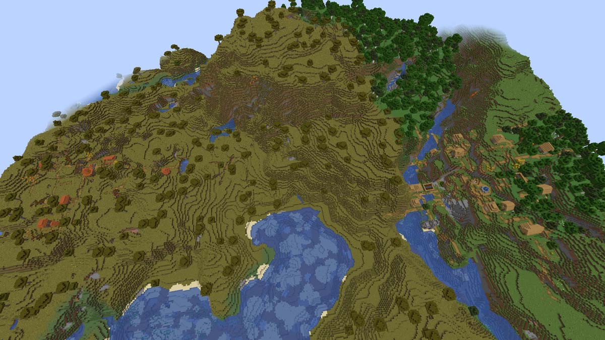 Double village sur la rivière dans Minecraft
