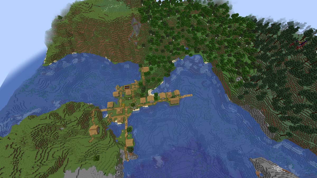 Village fluvial reliant deux biomes dans Minecraft