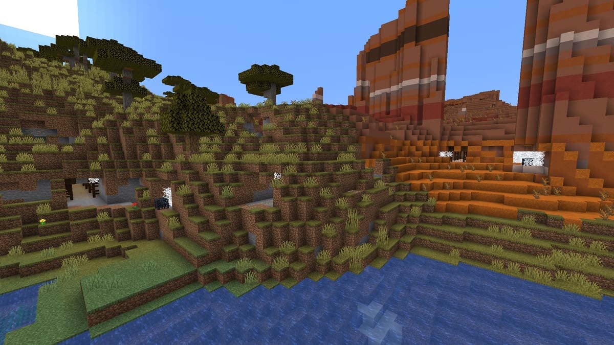 Deux puits de mine exposés dans Minecraft