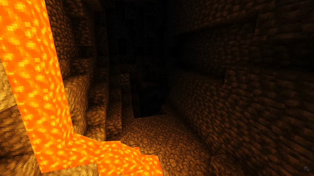 lave coulant dans une grotte de minecraft