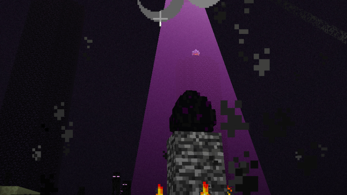 œuf de dragon Ender sur un socle en pierre dans Minecraft
