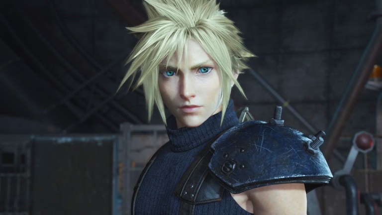 Cloud looking at the camera in Final Fantasy 7 Rebirth