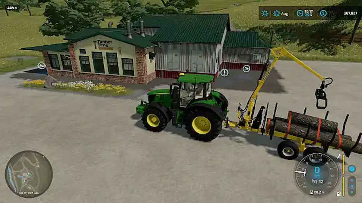tracteur transportant des grumes dans Farm Simulator 22