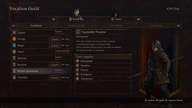 mystic spearhand menu in dragon's dogma 2