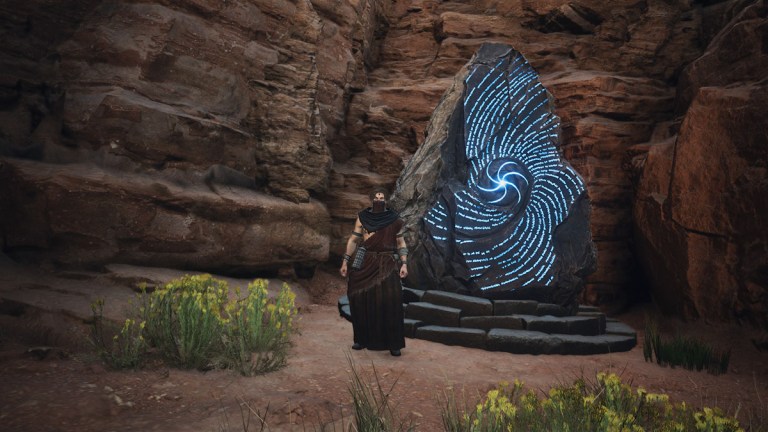 An Arisen standing near a riftstone in Dragon's Dogma 2