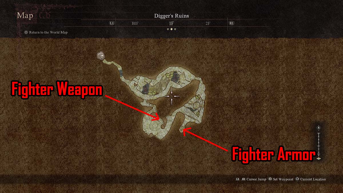 carte de la grotte des creuseurs dans Dragons Dogma 2