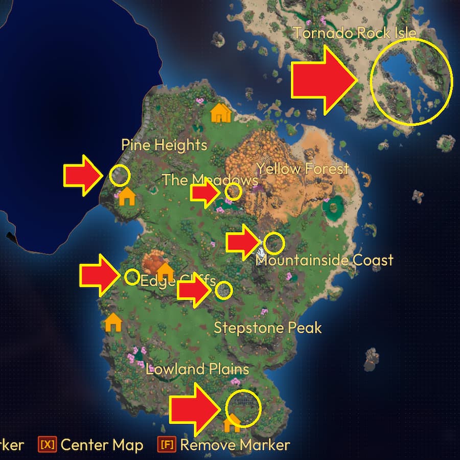 Carte de toutes les ruines de Lightyear Frontier
