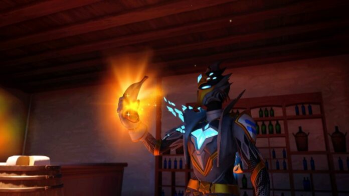 Player holding glowing gold banana