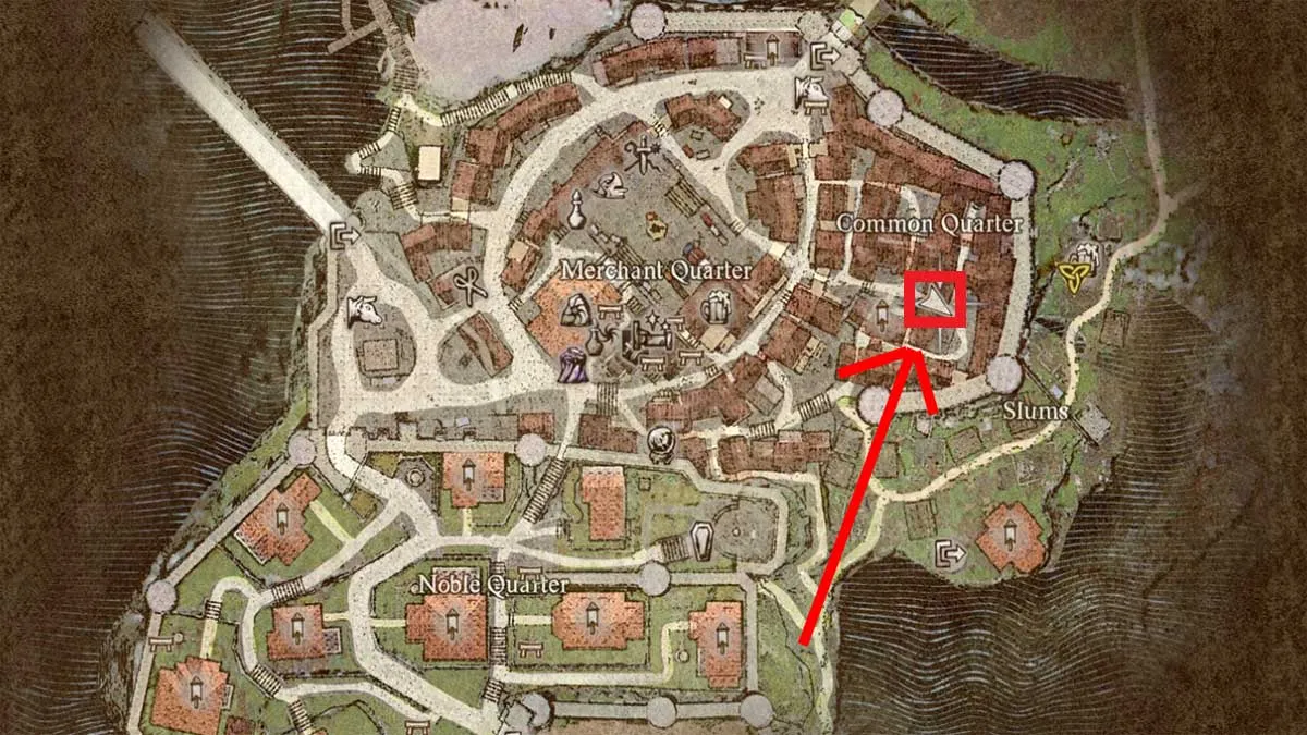 Carte de la capitale Vernworth dans Dragon's Dogma 2