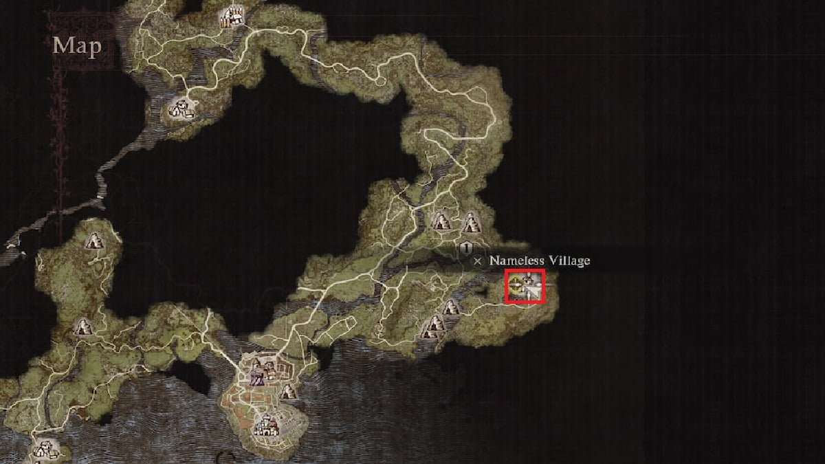emplacement du village sans nom sur la carte