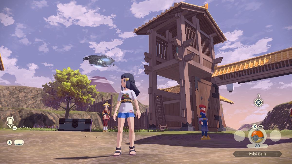 Le joueur observe Jubilife Village dans Pokemon Legends : Arceus