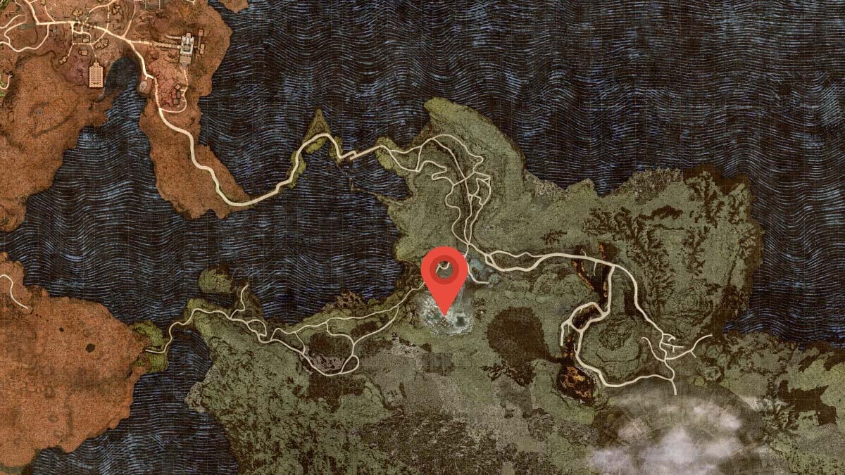 Localisation sur la carte du camping Volcanic Island dans Dragon's Dogma 2
