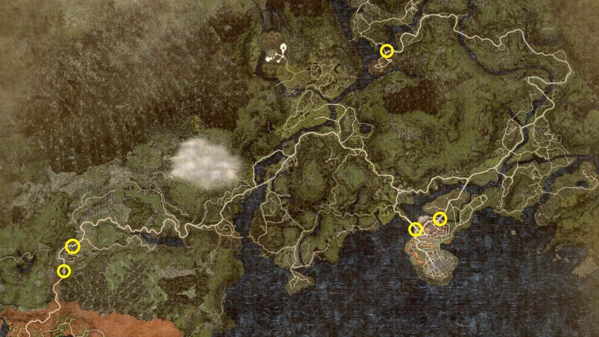 Carte montrant les emplacements des Oxcart dans Dragon's Dogma 2