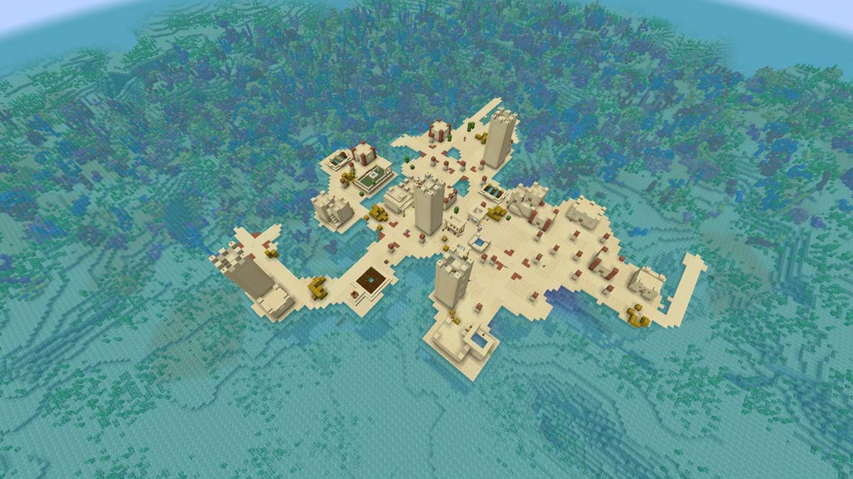 Village insulaire des récifs coralliens dans Minecraft