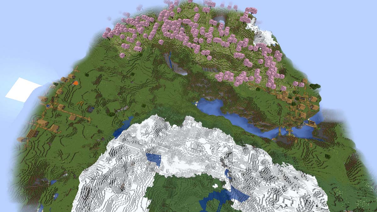 Village de cerisiers doubles dans Minecraft