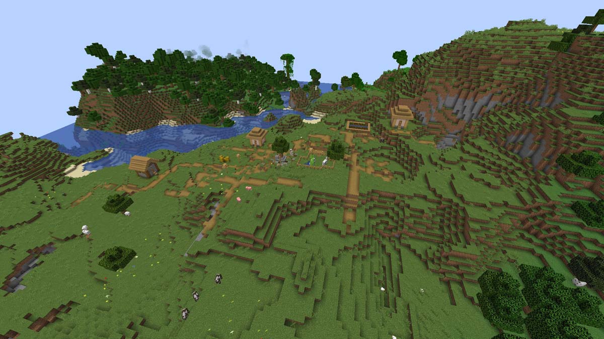 Village de trois maisons dans Minecraft