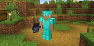 Steve holding the mace weapon in Minecraft