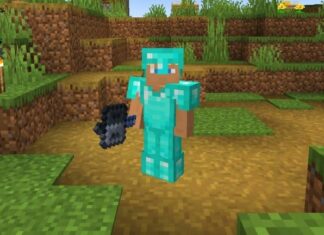 Steve holding the mace weapon in Minecraft