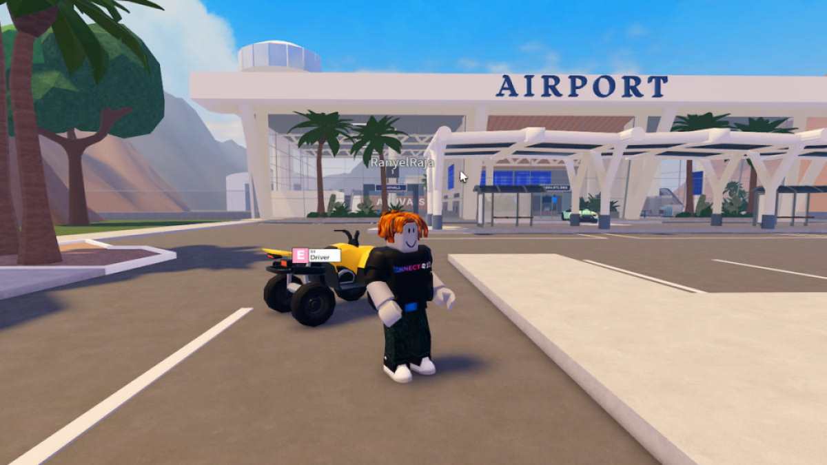 Un joueur debout devant l'aéroport