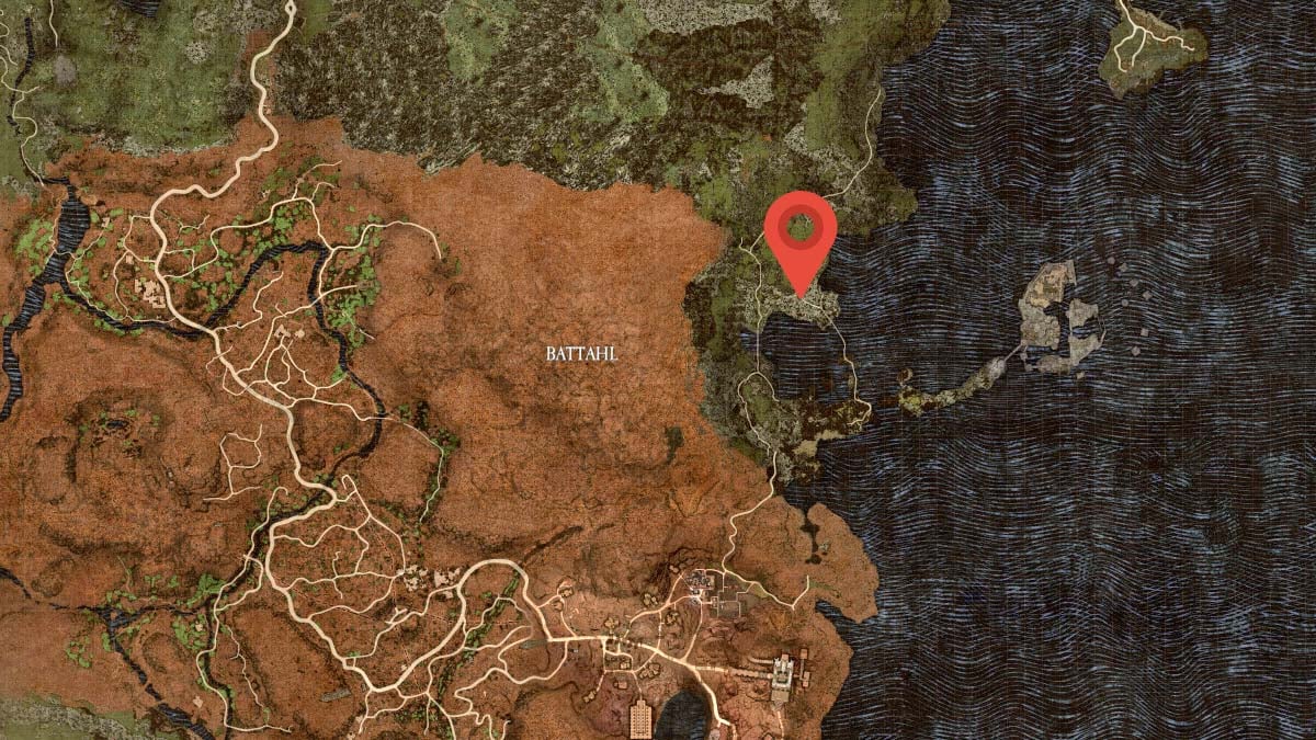 Emplacement sur la carte du sanctuaire Bay Wayside dans Dragon's Dogma 2