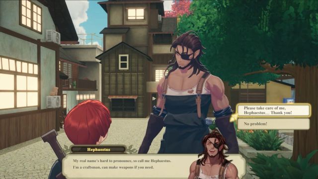 Un joueur parle avec Héphaïstos dans Tales of Seikyu