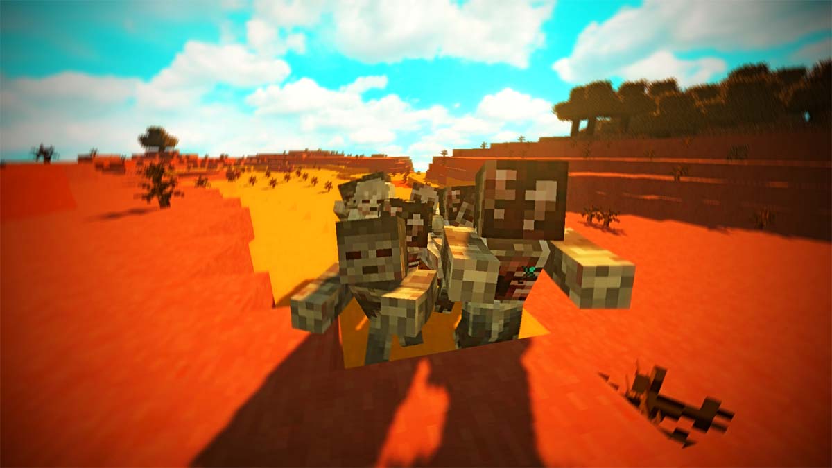 Zombies chassant dans le biome du désert dans Minecraft