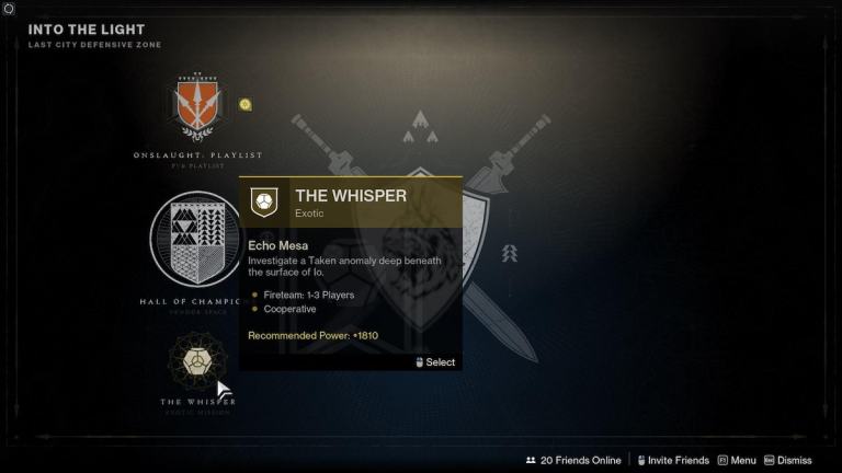 Comment faire la mission « The Whisper » dans Destiny 2 Into The Light