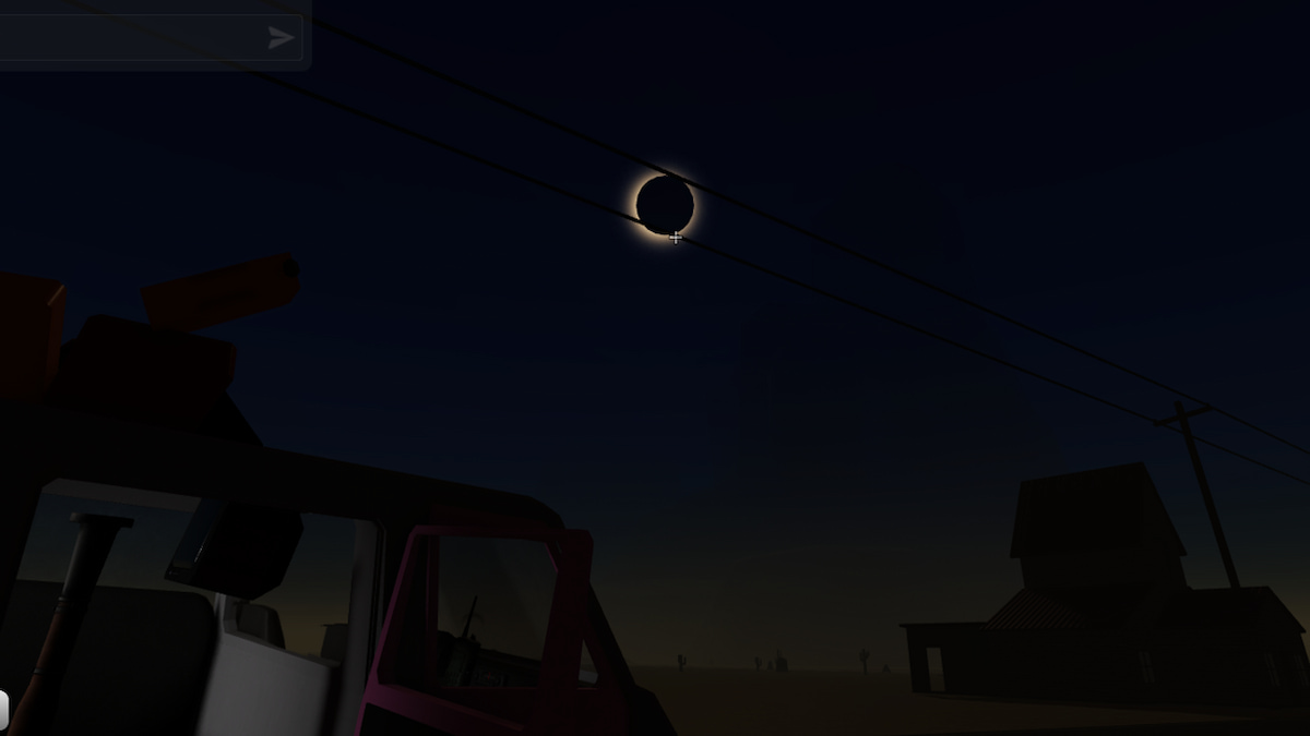 Une image d'un joueur repérant une éclipse solaire lors d'un Dusty Trip