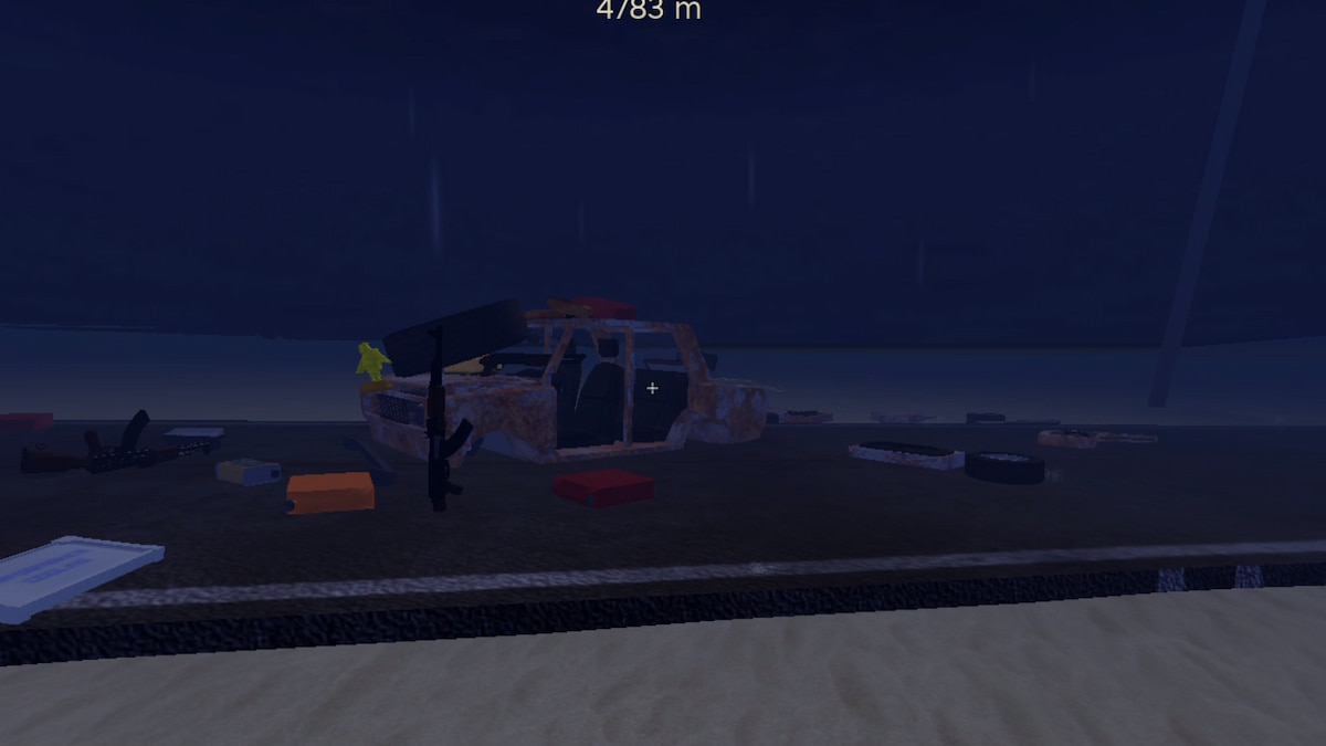 Une image d'un joueur debout survivant à un orage lors d'un voyage poussiéreux