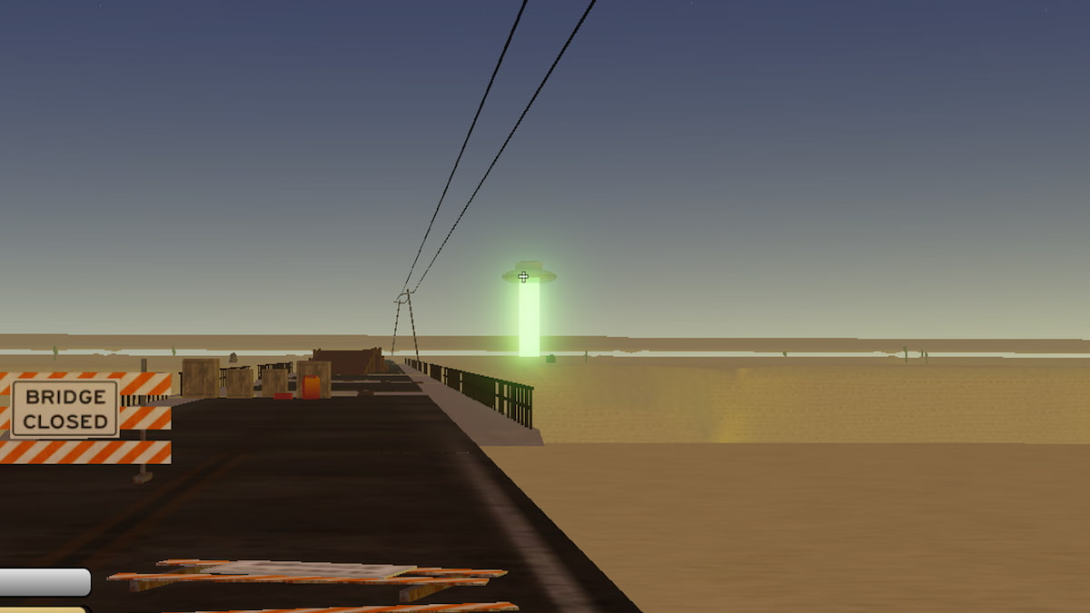 Une image d'un joueur repérant un OVNI lors d'un voyage poussiéreux