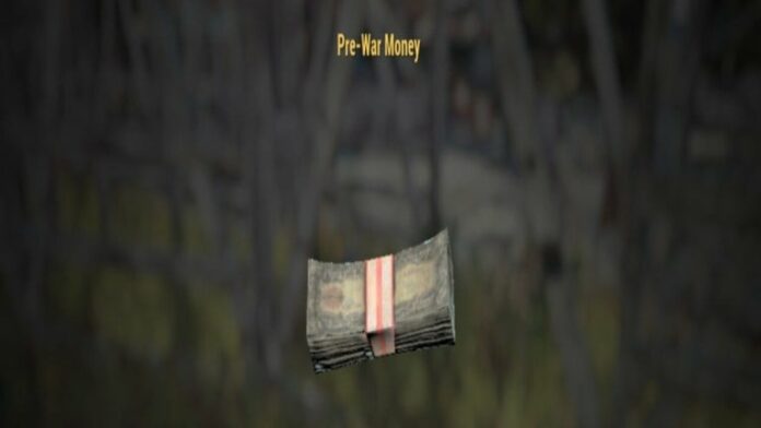 Inspecting Pre-War Money in Fallout 76.